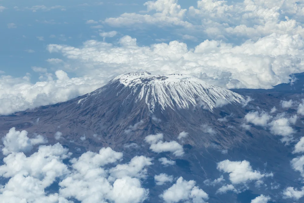 An,Aerial,View,Of,Mount,Kilimanjaro,,Taken,From,The,Flight
