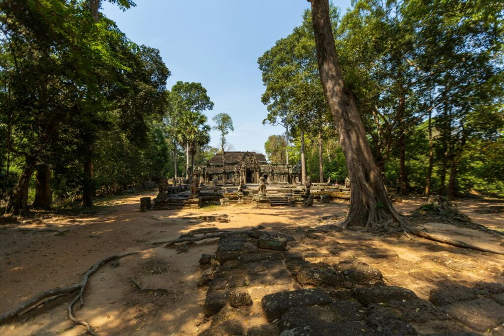 Ancient Cambodian Temple Surrounded by Trees