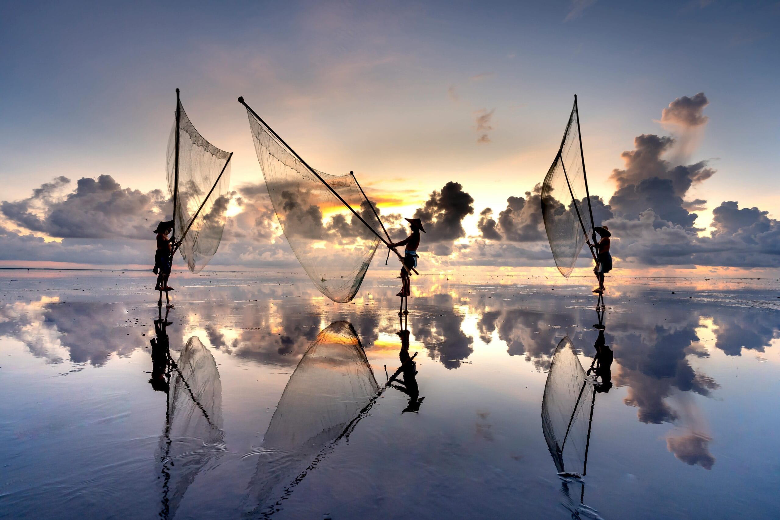 Traditional Fishing of Fishermen with Nets