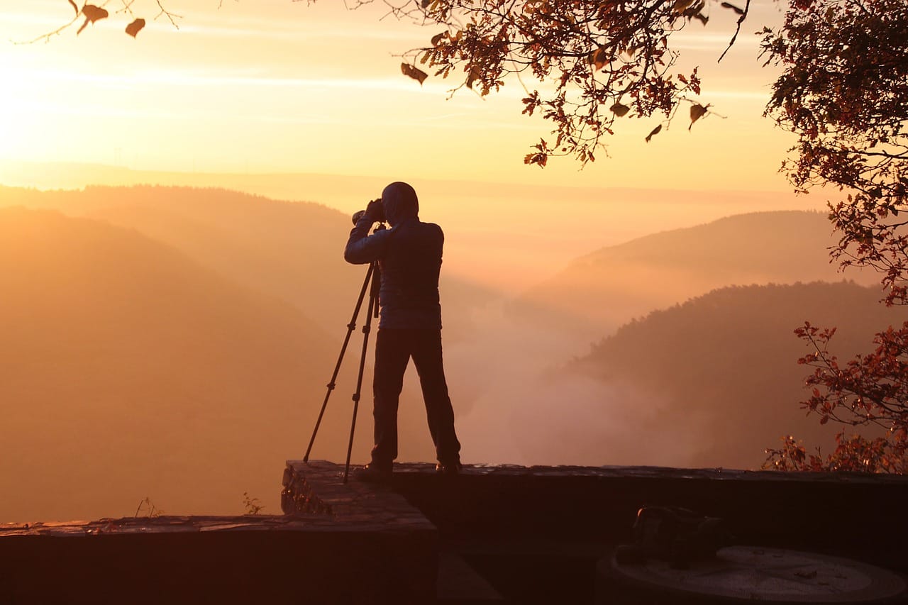 photographer, sunset, nature