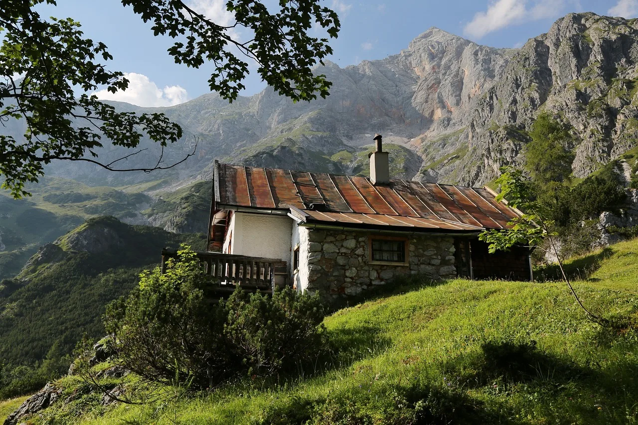 mountains, alpine cabin, austria